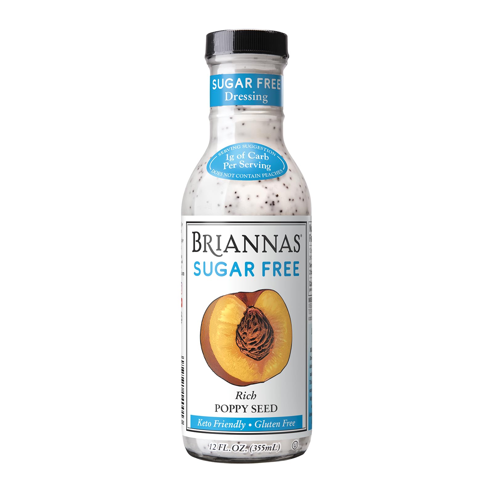 BRIANNAS - Sugar Free Rich Poppy Seed Dressing - Lower Calorie Salad Dressing made with Premium Ingredients - 12 oz. Bottle