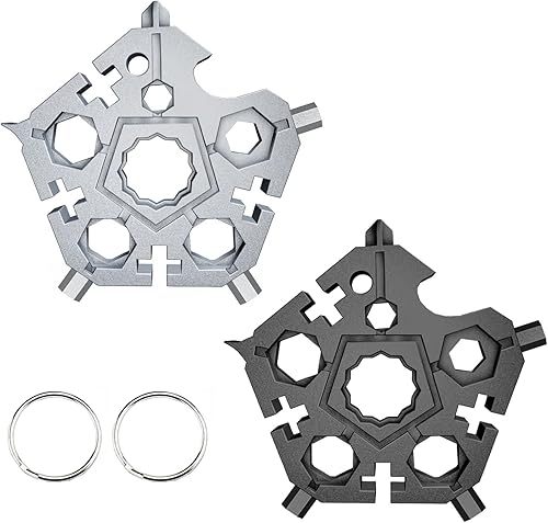 2 piezas 23 en 1 de acero al carbono multiherramienta con llavero, herramienta manual portátil, abridor de botellas, destornillador Phillips plano,