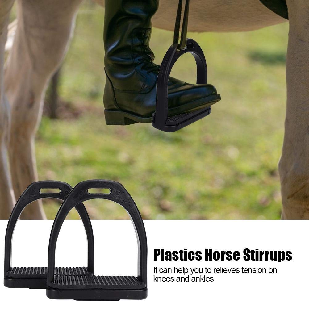 Nikou Staffe per Cavalli in plastica Accessori per Strumenti per staffe, 2 Pezzi Staffe in plastica ad Alta Resistenza con Accessori per Cuscinetti in Gomma Antiscivolo Neri, Grandi