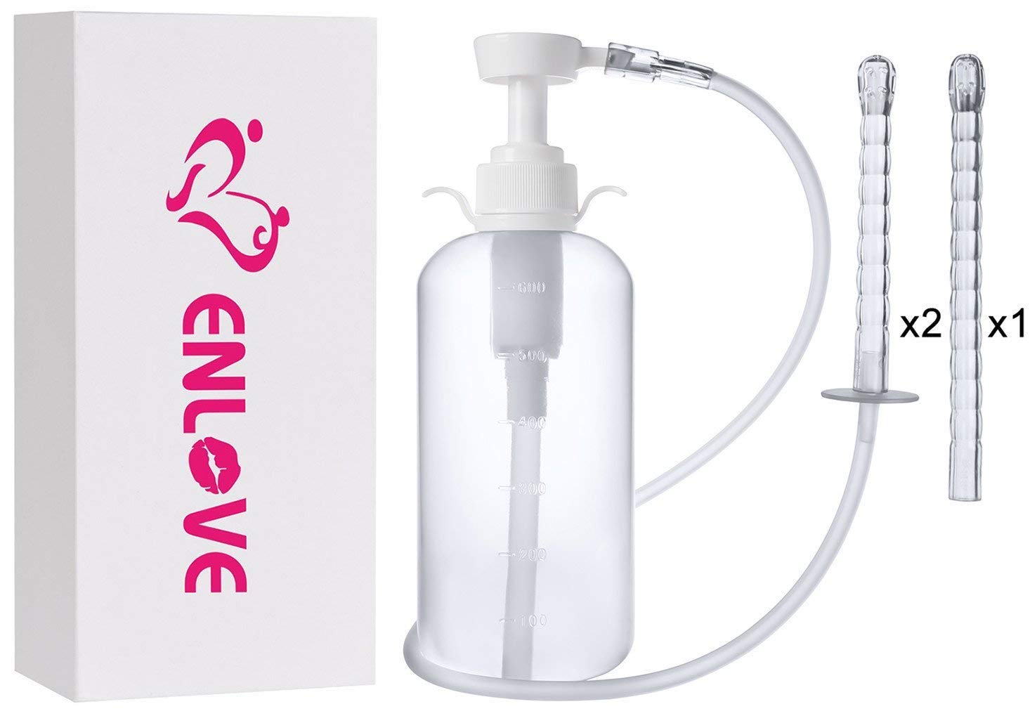 Enlove douche intime douche anale douche anale et vaginale seringue de lavement seringue irrigateur douche hygiénique douche pompe bouteille pour hommes et femmes (600 ml)