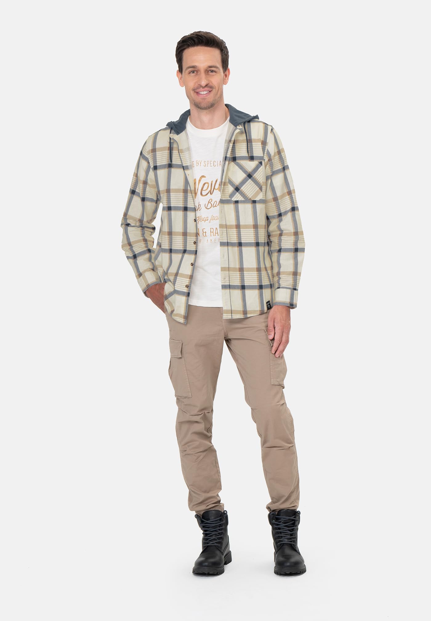 KEY LARGO Koszula Mężczyźni Klcatania 1/1 Hoodie-checks