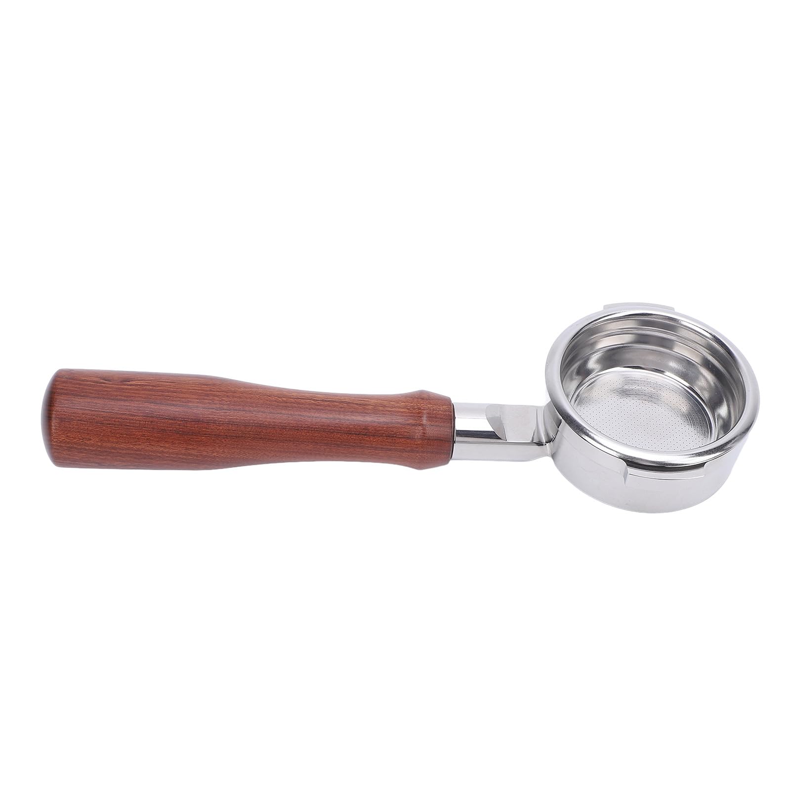 Porte-filtre à café sans Fond 58mm, Poignée en Acier Inoxydable et Bois, pour Machine à Expresso