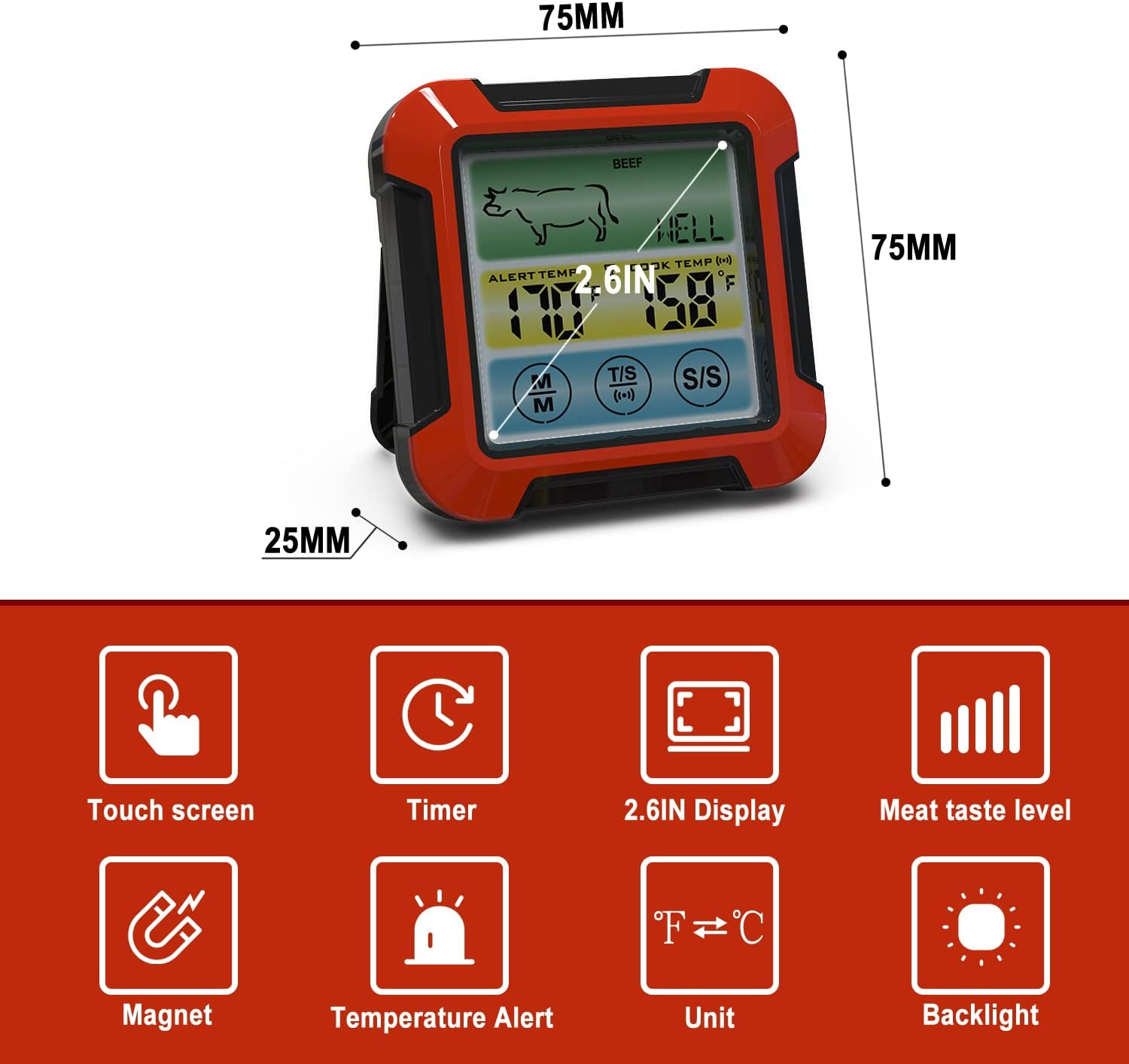Lot De 2 Sondes De Température Pour Thermomètre Thermopro TP25/TP27 – Acier Inoxydable 304, Amovibles, Avec Clips