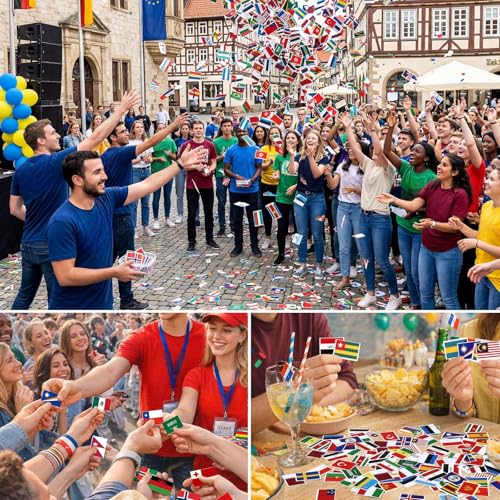 Image of Marspark 1200 Pcs Mini International World Flag Confetti 1 Inch Around The World Table Confetti Country Flags International Decor for 2026 Sporting Events Classrooms Sports Clubs Bars School Festivals