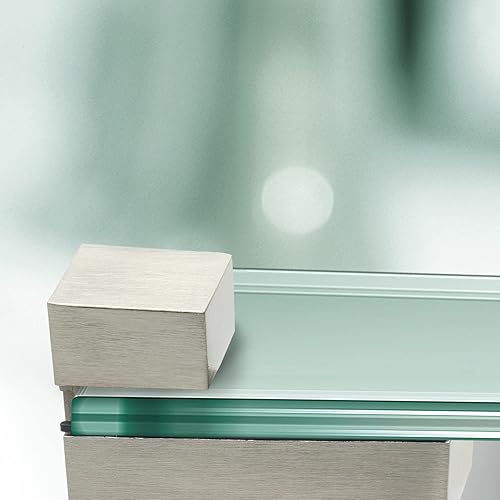 Miniatura 6 de Augiimor 2 soportes ajustables de vidrio y madera, soporte de estante de montaje en pared de níquel cepillado, para estantes de 0.118-1.102 in de