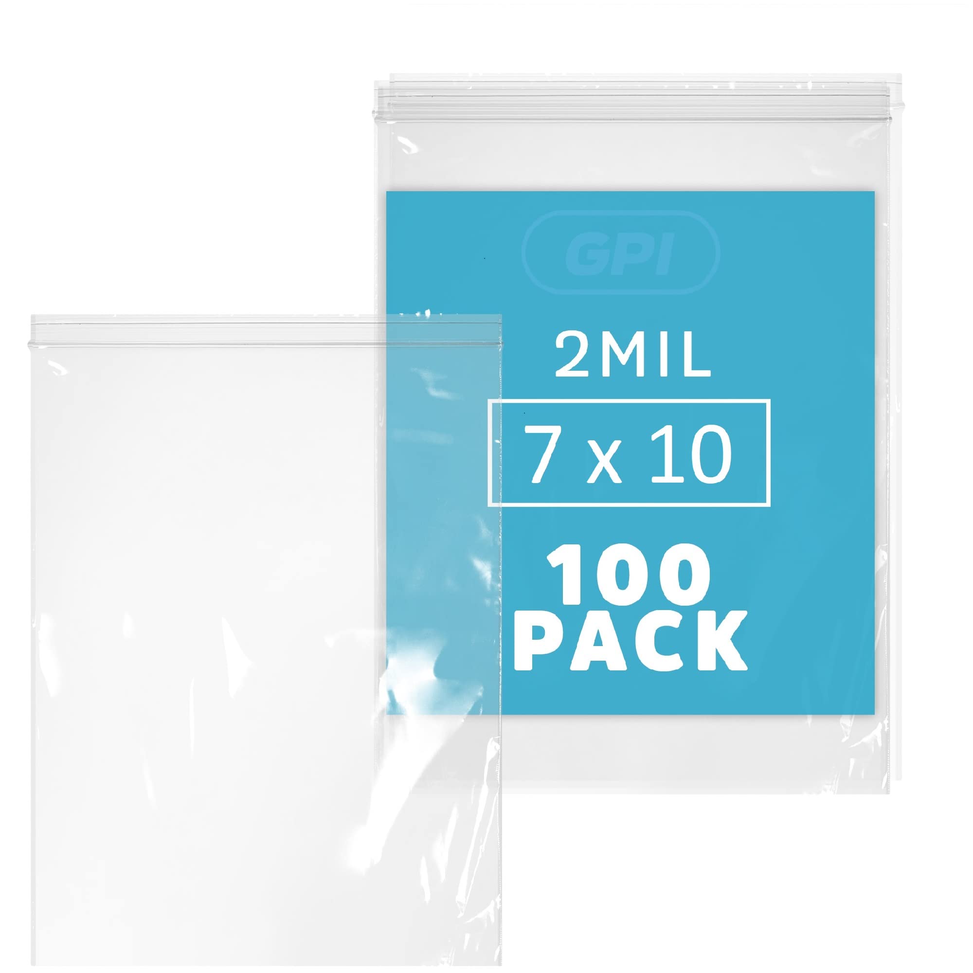 GPI - 7" x 10" Zip Bags, Clear Plastic Reclosable Zipper Baggies with Resealable Zip Top Lock for Sandwiches, Food Storage, Craft & Office Supplies &