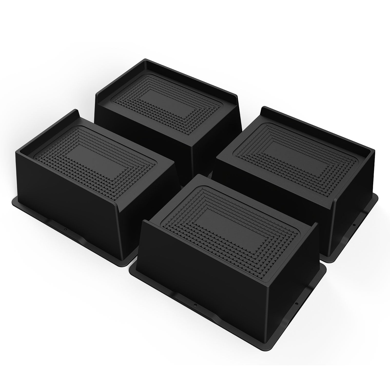 MYMULIKE Bed Risers 3 inch Heavy Duty Furniture Risers, Up to 6000 Lbs Bed lifts Blocks for Couch Desk Sofa Table bookshelf (Black, 3IN-4PCS)