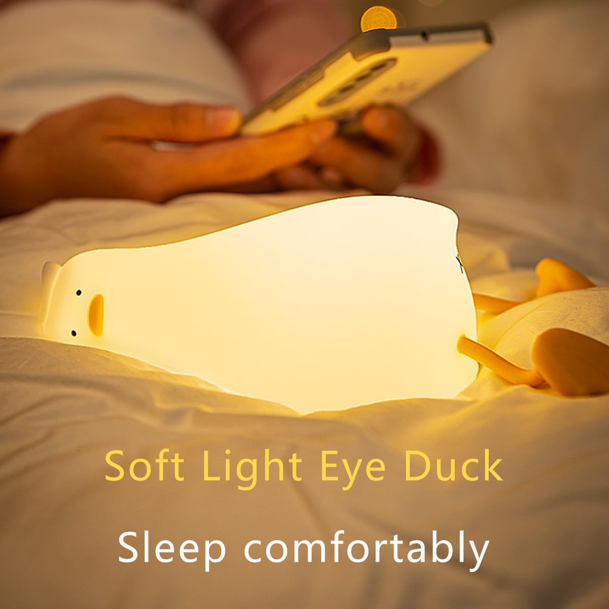Lampada a LED a forma di anatra, lampada in silicone giallo, luce notturna regolabile dimmerabile con timer, lampada da comodino ricaricabile, regalo divertente per decorazione, allattamento al