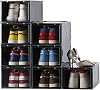 Shoe Box,Set of 8,Stackable Plastic Shoe Box,Drop Front Shoe Box with Clear Lids,As Shoe Storage Box and Shoe Organizer Containers for MenWomen,Fit up to US Size 1213.4”x 9.84”x 7.1