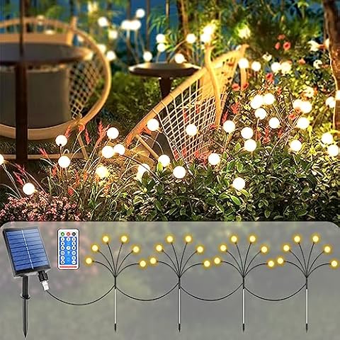 Solar Garden Lights Outdoor, Solar Swaying Light for Outside, 4 Pack 24 Led Waterproof Firefly Lights, Solar Powered Garden Decorations Light, Swaying Outdoor Lamps for Yard Patio Pathway Decor Cover