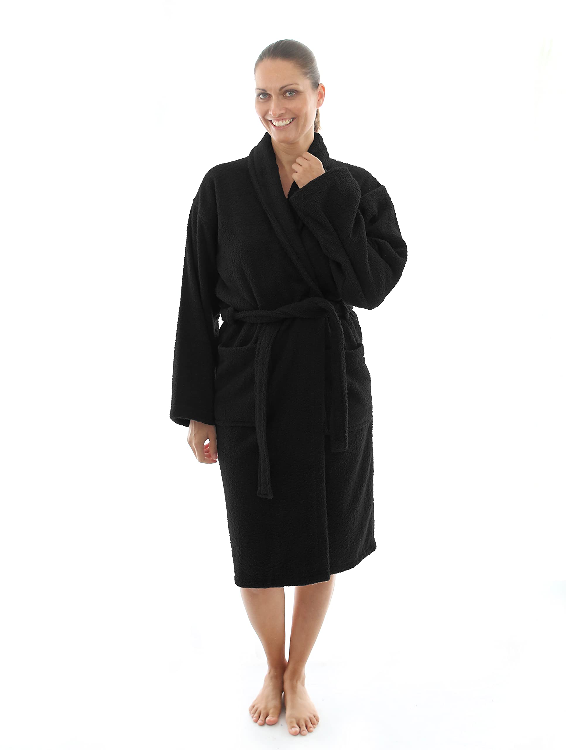 LEBENGOOD - Accappatoio unisex da donna e uomo, 100% cotone spugna americana 400 g, con cintura, tasche