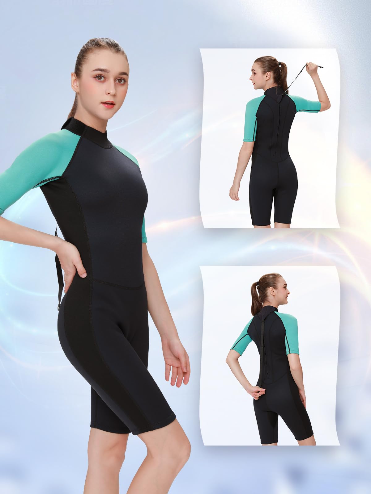 FLEXEL Shorty - Muta subacquea per uomini e donne, in neoprene da 2 mm e 3 mm, con cerniera posteriore, mantiene il calore in acqua fredda, per immersioni, snorkeling, surf, nuoto