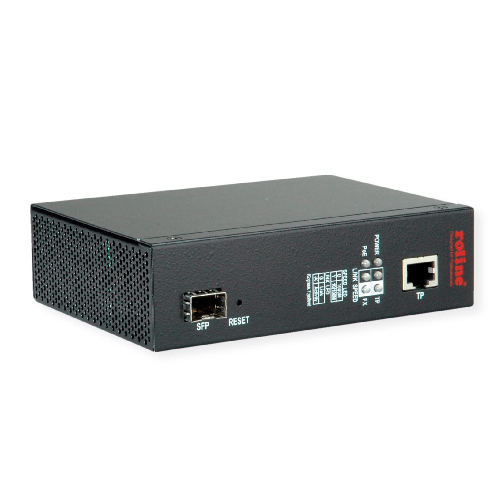 ROLINE Convertisseur Industriel Gigabit Ethernet - Fibre Dual Speed 100/1000, avec Fonction PoE