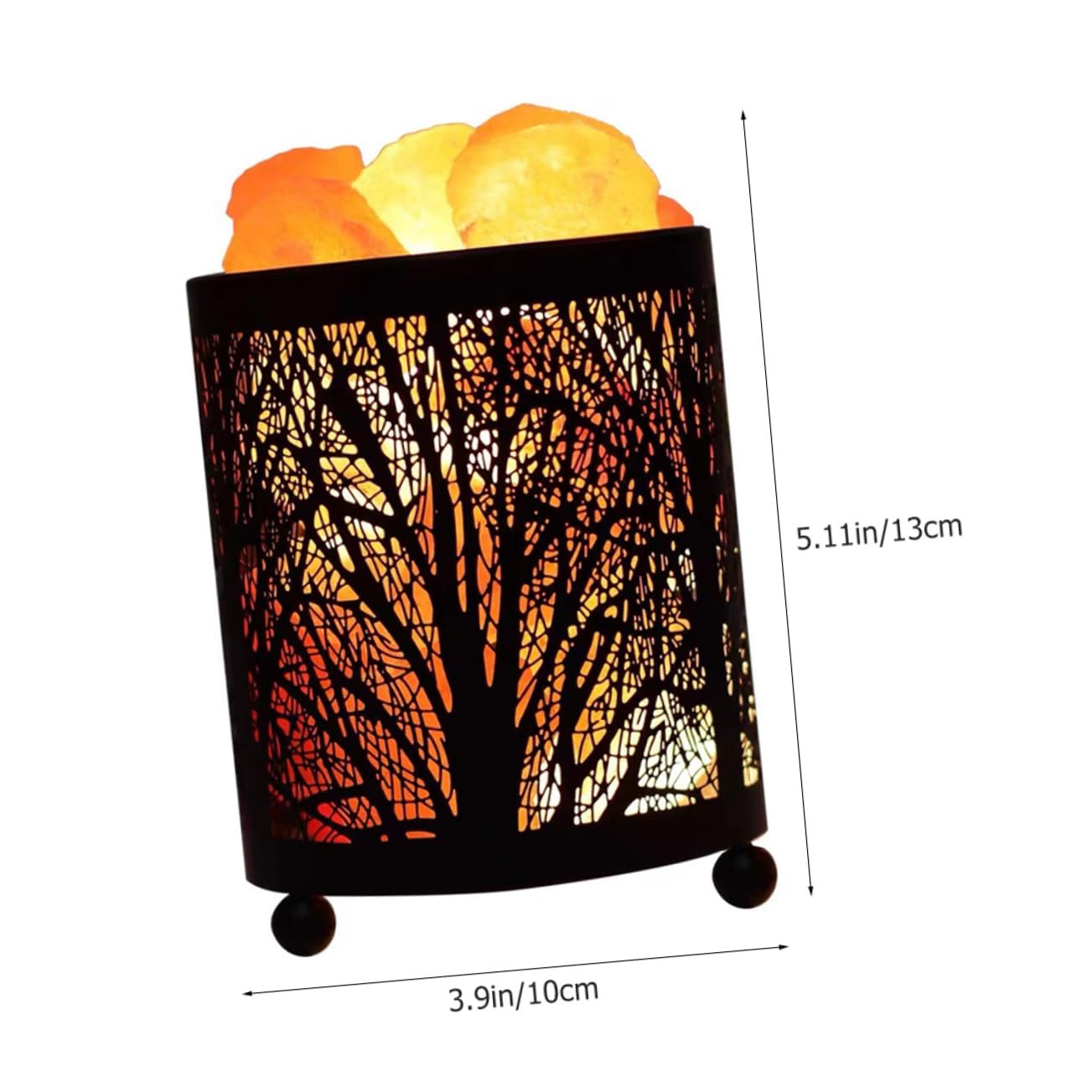 Lampe de Chevet en Sel, Lumière Décorative Cylindrique Noire avec Ampoules