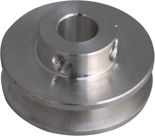 CNBTR 1.2x0.6x0.3 in aleación de aluminio de plata 0.3 in fijo sola rueda de polea en forma de V de orificio único para eje de motor 0.1-0.2 in PU