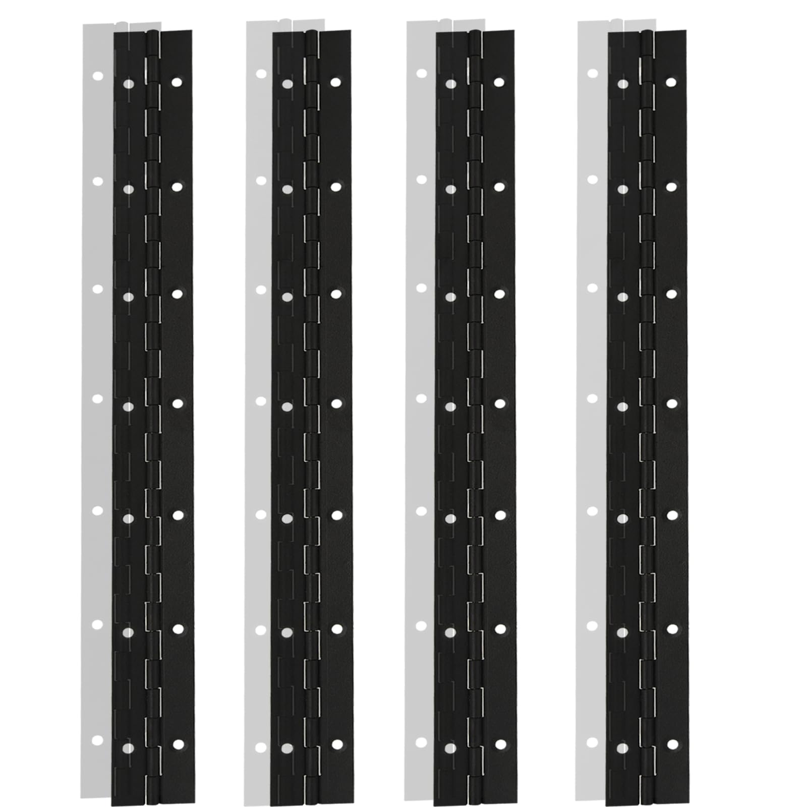16Inch Continuous & Piano Hinges, 4PCS 1.2" Open Width 304 Stainless Steel Continuous Hinge with Holes, 0.04”Thick Heavy Duty Door Hinges for Cabinet Door Cases Woodworking — image 1
