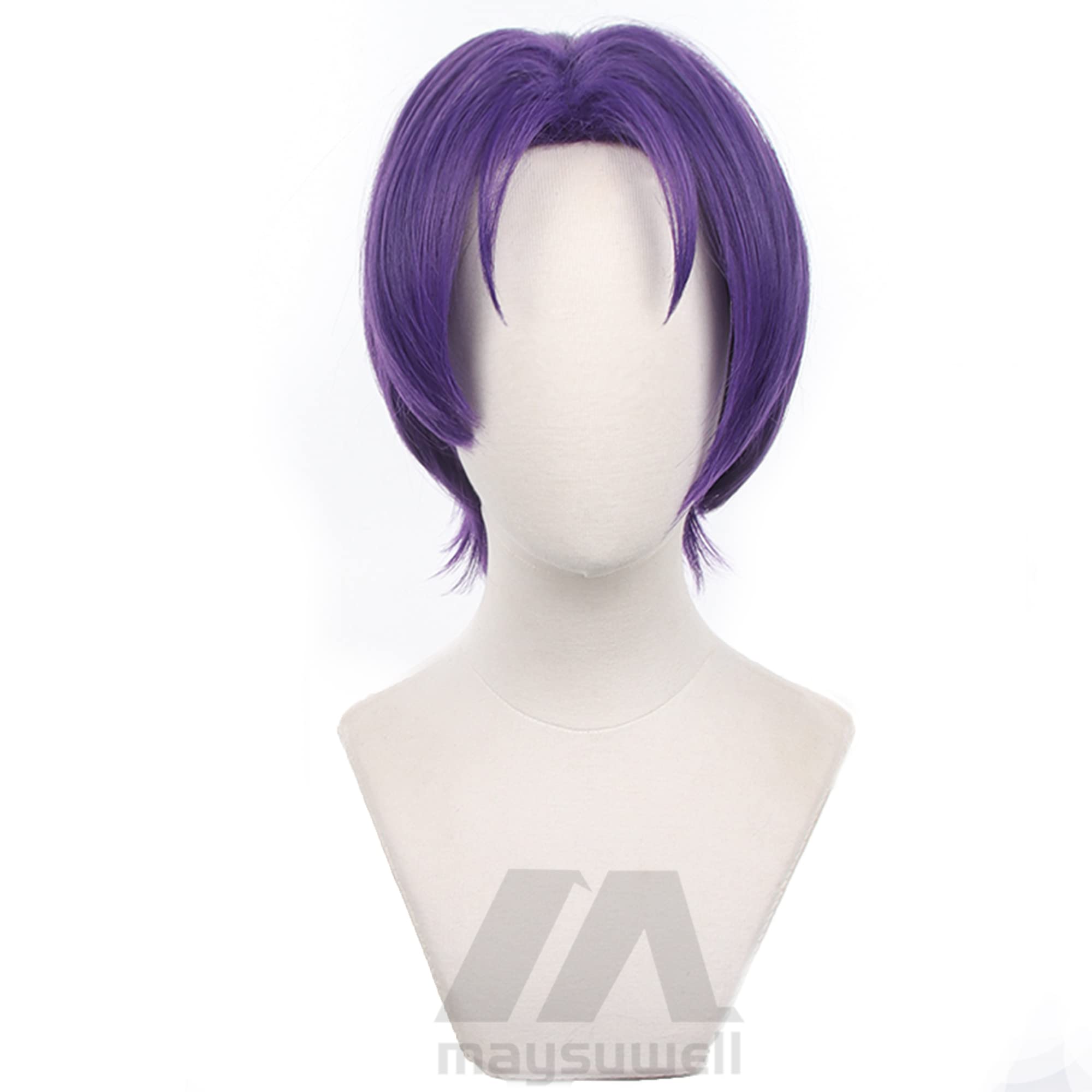 Unisex Purple Short Wig with Heat Resistan Synthetic Costume Hairs for Women Men Halloween Cos Anime Party Replacement Wigs - Image 2