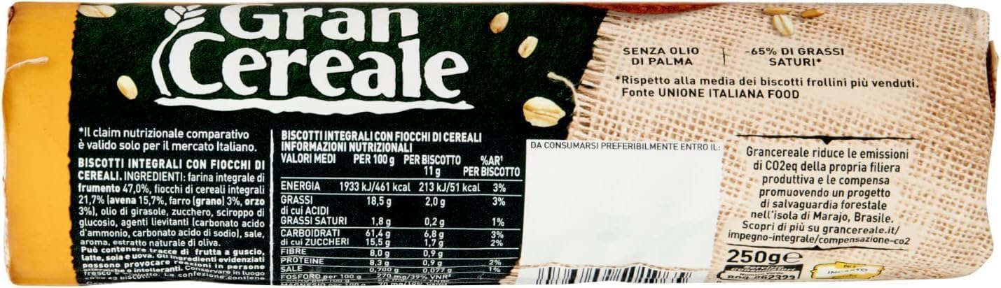 Italian Gourmet Getreidekekse Klassik 24 x 250g 6kg Großpackung mit Polpa | 6kg Keks-Vorrat in 24 Packungen – klassische Getreidevariante für Frühstück, Kaffeepause, Büro und Veranstaltungen