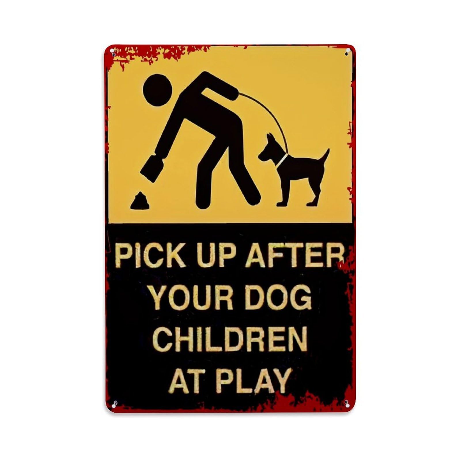 Jdyaojiesheng Vintage Pick Up After Dog Children At Play Tin Sign Retro Metal Wall Decor Metal Poster, Home Bar Garage Farmhouse Cafe Wall Art Decoration 8X12inches