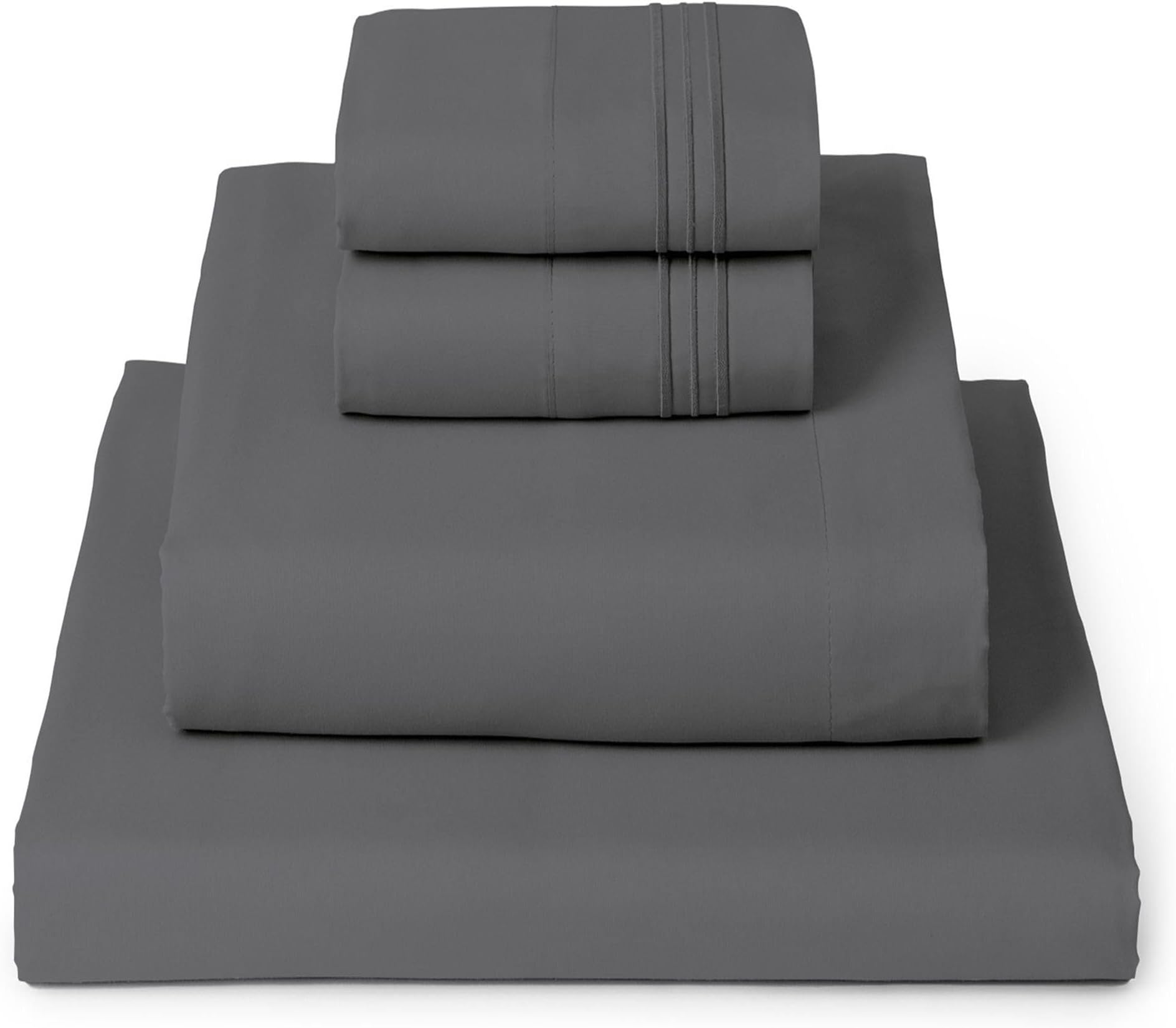 Mellanni Queen Sheets Set - 4 PC Iconic Collection Bedding - Hotel Luxury, Extra Soft, Cooling Bed Sheets - Wrinkle, Fade, Stain Resistant (Queen, Gray)