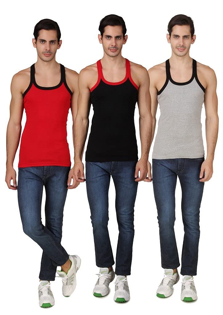 HAP Kings Rib Mens Gym Vest Multicolor Pack (Pack of 3)