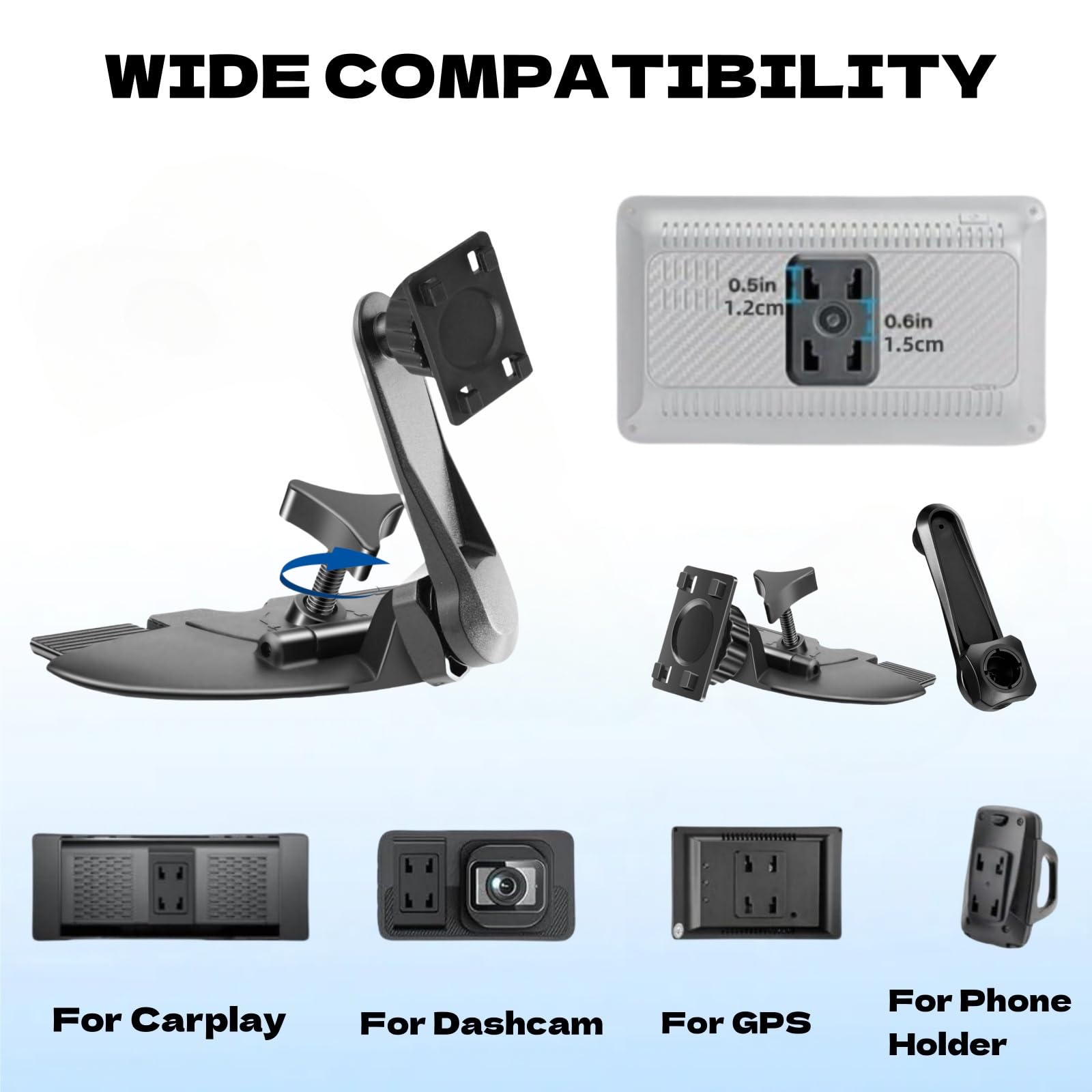Epronic CD Slot Mount for CarPlay Screen Adjustable Arm and 360° Rotating Universal Head Compatible with in-Car Monitors CD Slot CarPlay Mount