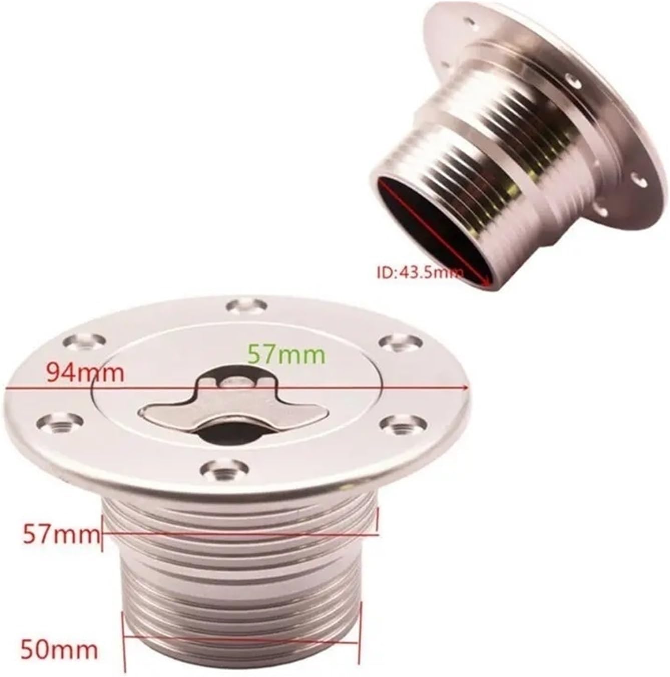 Silver Universal Fuel Cell Surge Tank Cap 6 Bolt Flush Mount 43.5Mm Opening Car Accessories