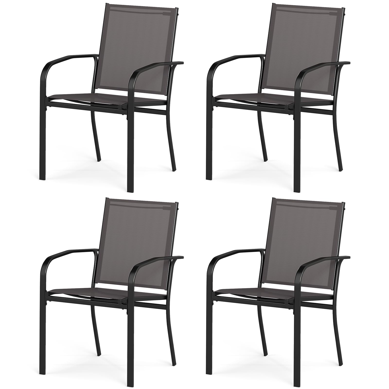 Chaise de Jardin Empilable Gain de Place | Fauteuil d'Extérieur Robuste Charge 150 kg Lot de 4
