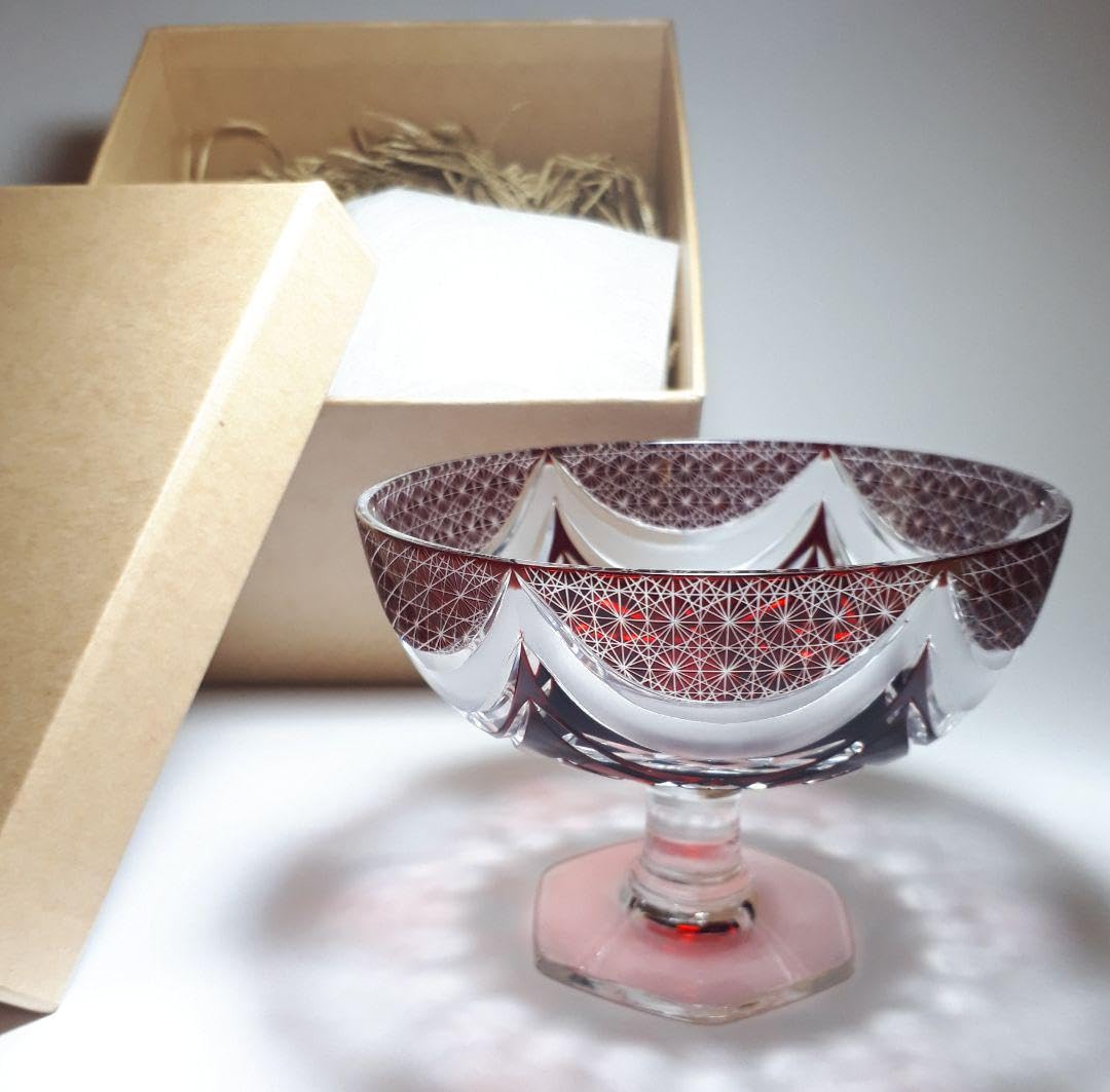 江戸切子の店 『 華硝 』 糸菊つなぎ紋様 【最高級 デザートカップ