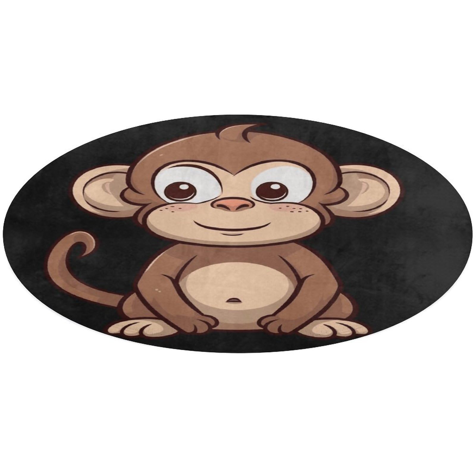Tapis de bain rond singe marron 80x80 cm pour chambre et salon
