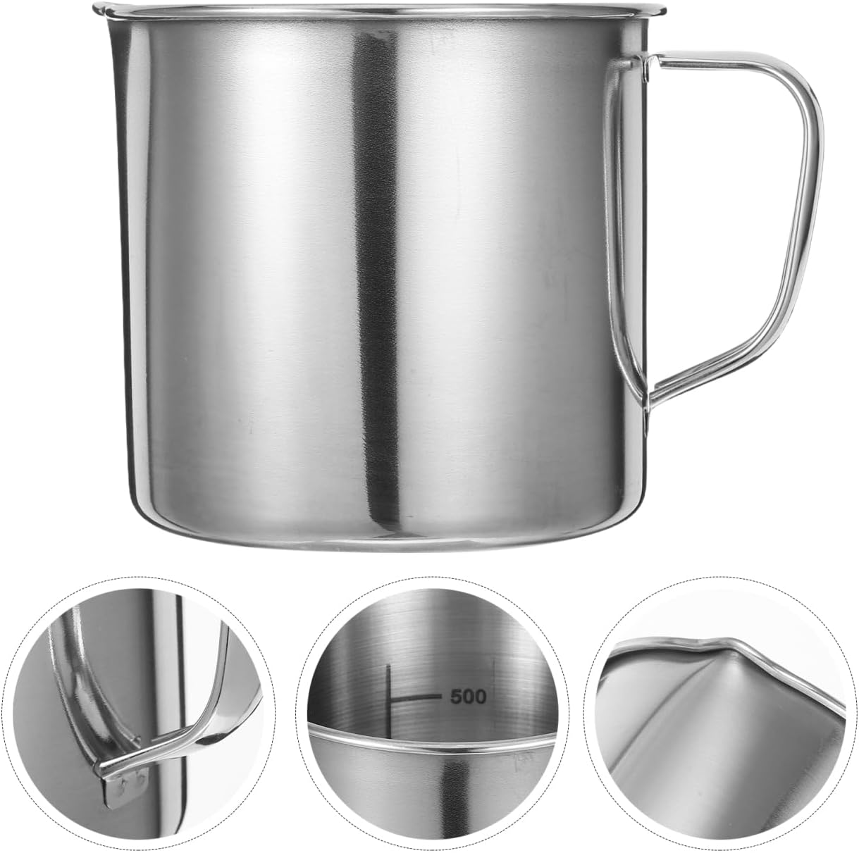 Hemobllo Stainless Steel 500ml Measuring Cup – Precise ML & OZ Gradations, Drip-Free Eagle Spout for Lab Chemicals & Kitchen Liquids – Heat-Resistant, Rustproof for Home, Restaurant, Classroom