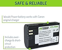 Vista 3 de Wasabi Power Batería de repuesto LP-E6NH para Canon EOS 5D Mark II/III/IV, 5DS, 5DS R, 6D, 6D Mark II, 7D, 7D Mark II, 70D, 80D, 90D, R, R5, R5C
