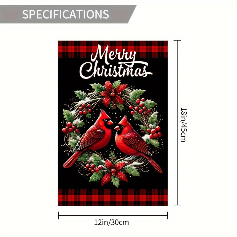 Image of BlissYard Christmas Red Bird Garden Flag 12x18 Inch Polyester