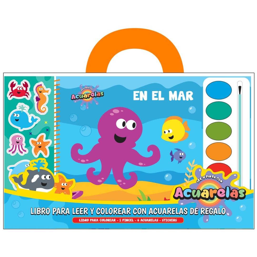 En El Mar (Libro para leer y colorear con acuarelas)