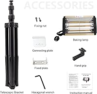 Vista 6 de DATOU Infrared Paint Curing Lamp 1000W Shortwave Car Curing Light Paint Curing Dryer with Bracket (70-160cm) (110V US plug)