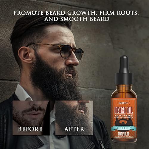 Miniatura 3 de Aceite de barba para hombre, kit clásico de crecimiento de barba para hombres con cuatro aromas ingredientes naturales y puros, aceite de barba para