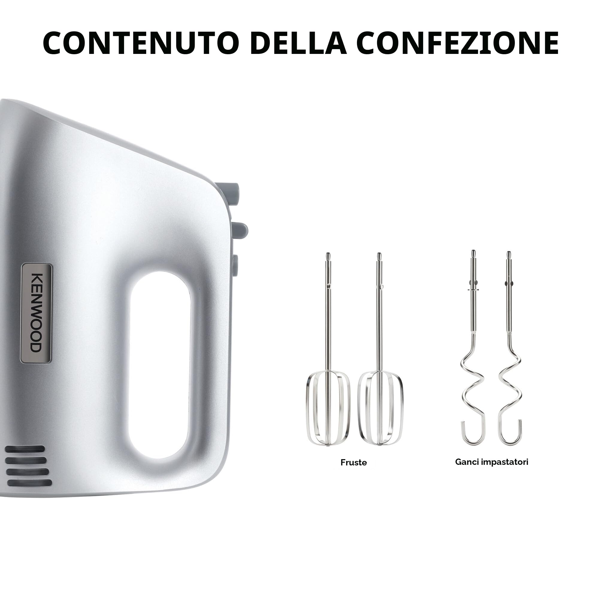 KENWOOD HMP30.A0SI Batteur a main 450W 5 vitesses + Turbo - fouet - petrin - corps plastique silver