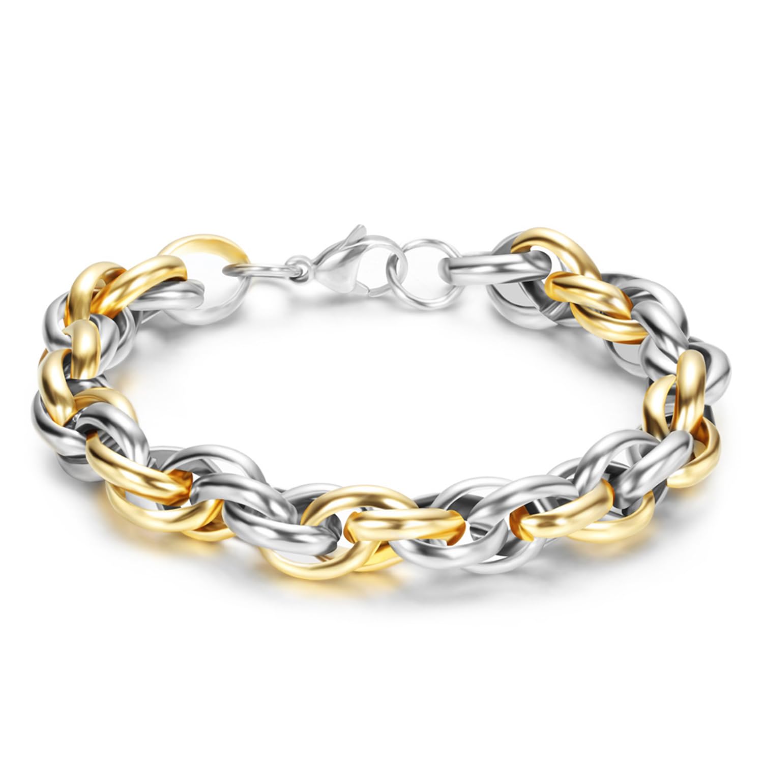 peora Gold Silver Plated Stainless Steel Metal Openable Bracelet Stylish Jewellery Gift for Men & Boys-picture-13