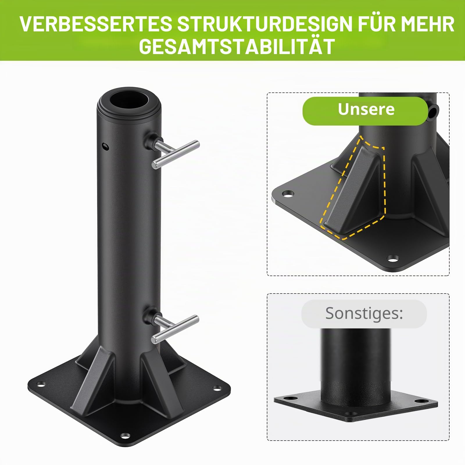 Dolibest Sonnenschirmhalter Standrohr Bodenhülse Bodenanker/Eckige