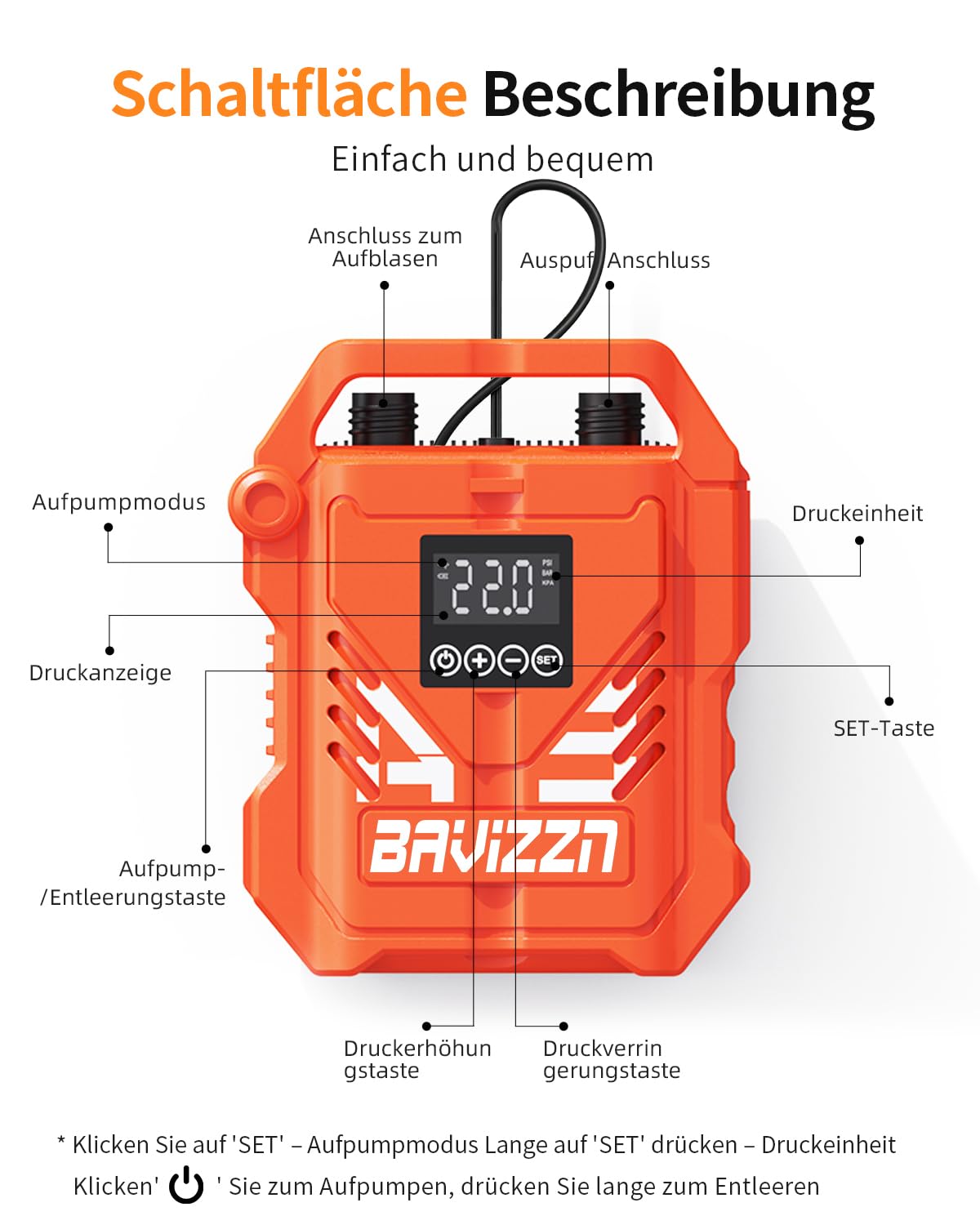 22PSI Sup Pumpe 12V DC Paddle Board Pumpe Zweistufige pumpe Mit Auto-Stopp Geeignet für Inflator & Deflator Paddle-Boards,Schlauchboote und Wassersport