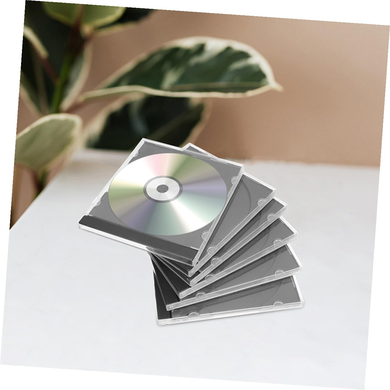 jojofuny Custodia Porta CD Trasparente Quadrata in Plastica Rigida 10 Pezzi Scatola Portadischi Vassoio Nero per Protezione Antigraffio Organizer per Casa Ufficio e Scuola