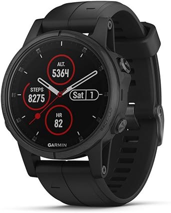 garmin fenix 5s plus smaller sized multisport gps smartwatch features color topo maps heart rate monitoring music and contactless payment black