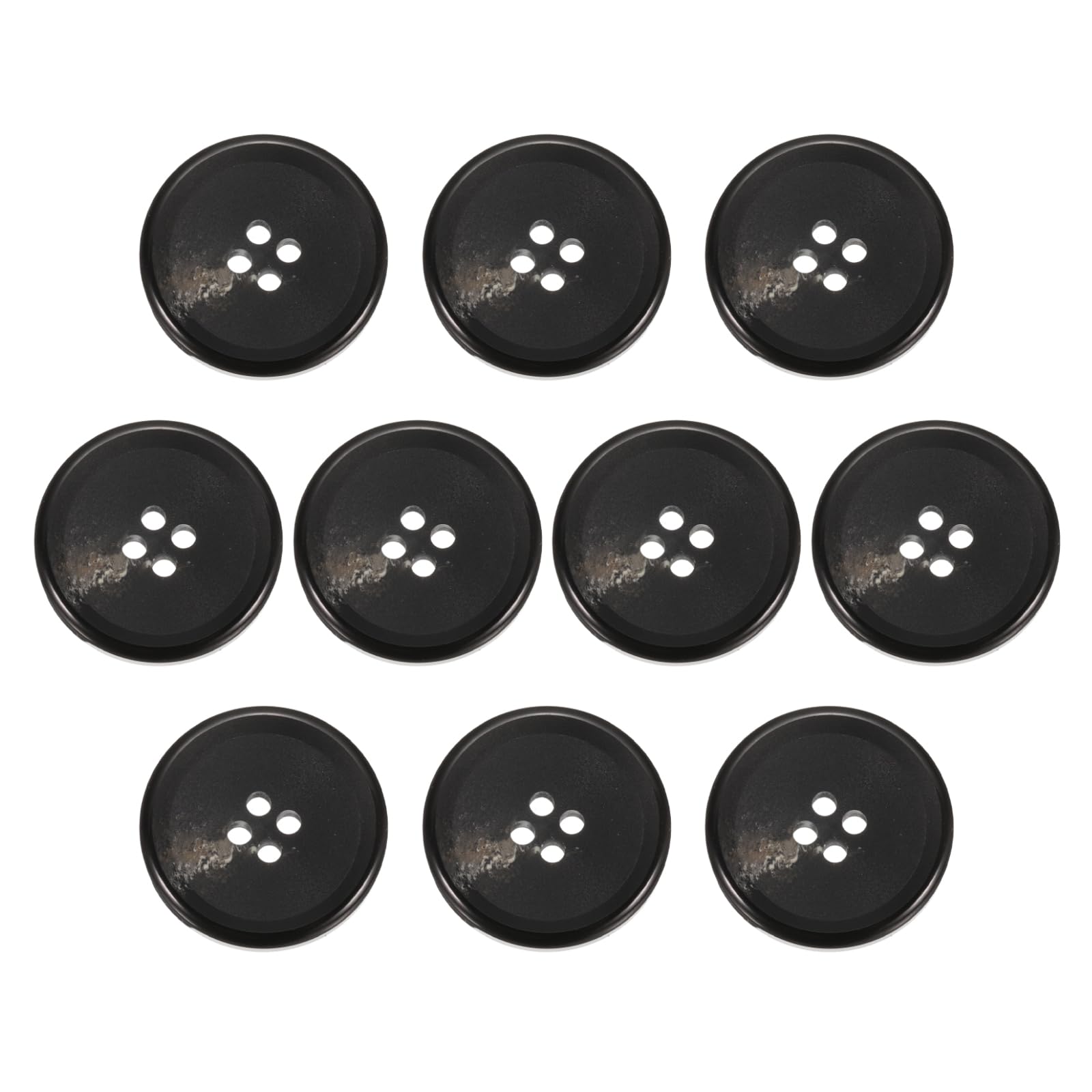 sourcing map 10pcs Resin Sewing Button, 30mm 1 3/16-Inch 4 Holes Round Pattern Flatback Buttons for Coat, Suits, Clothes Garment & DIY Crafts, 1#Black
