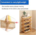 Bamboo Vertical Shoe Storage Organizer, Foldable Bamboo Shoe Shelf for Entrance, Wooden Freestanding Shoe Shelves for Living Room (Bamboo - 4 Levels)