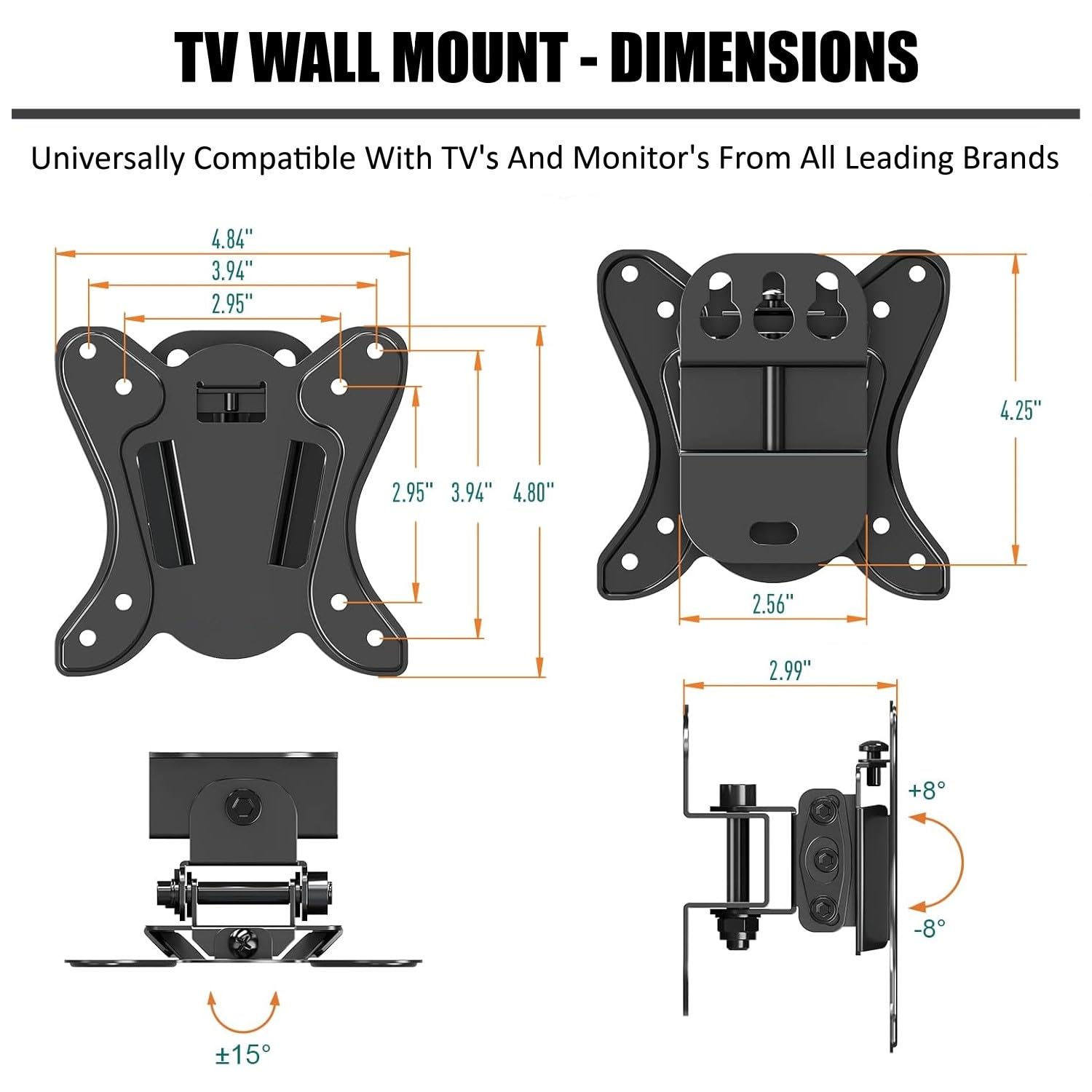 Caprigo Heavy Duty TV Wall Mount Stand for 12 to 27 inches LED/LCD/Monitor Screen's, Full Motion Universal TV & Monitor Wall Mounting Bracket with Swivel & Tilt Adjustments (M414) — Amazon image 9
