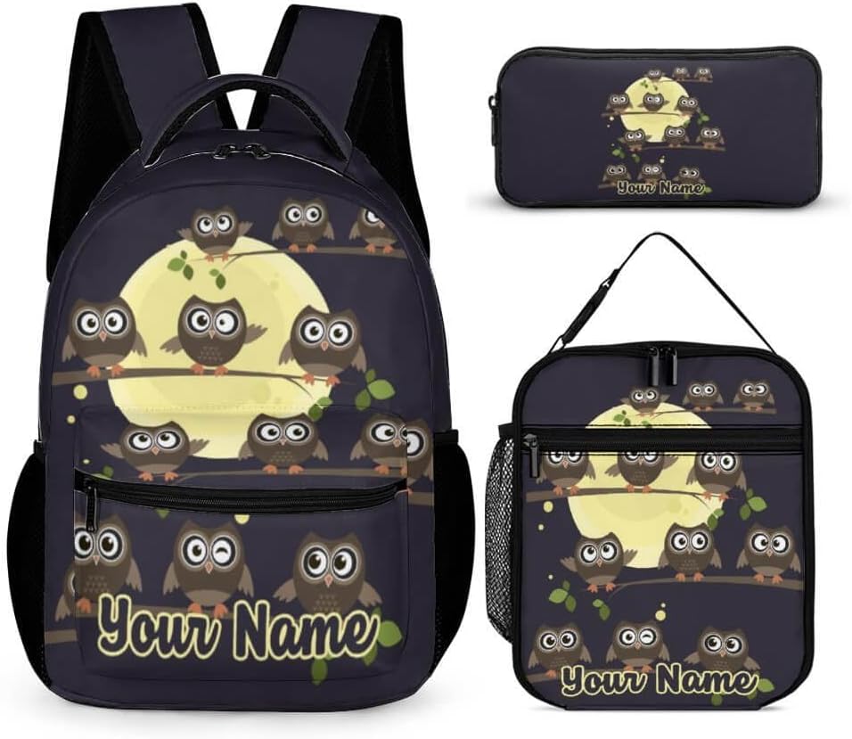 Owls School Backpack For Kids – 16 Inch Lightweight Bookbag With Padded Straps – Cute Owl Design For Girls & Boys – Spacious Compartments - View #3