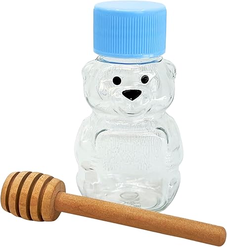 The Honey Jar - Osos de miel vacíos de 2 onzas con tapa azul y sello sensible a la presión perfecto para muestras baby shower vacaciones Mini