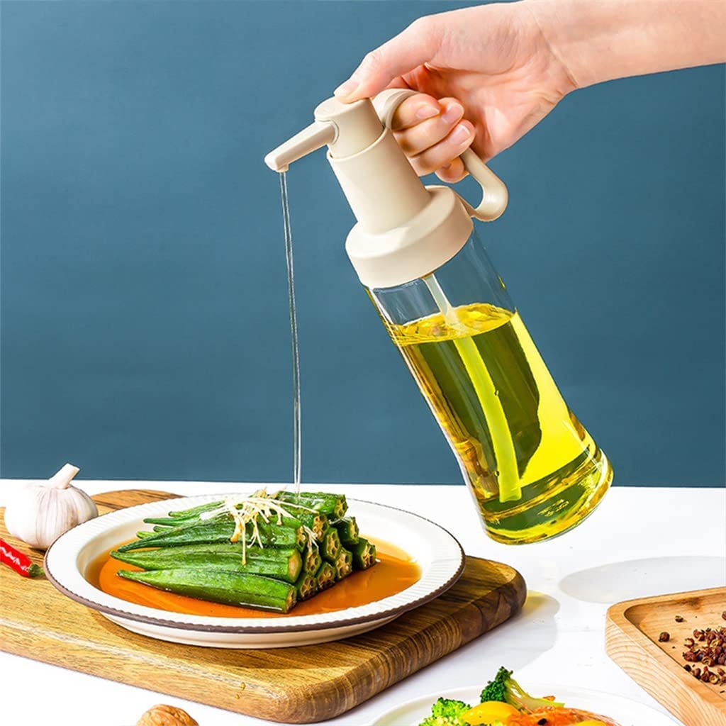 Bottiglia per olio ricaricabile a tenuta stagna condimento per insalata aceto pentola per barbecue salsa di soia condimento contenitore da cucina chef (colore: beige, dimensioni: 500 ml)