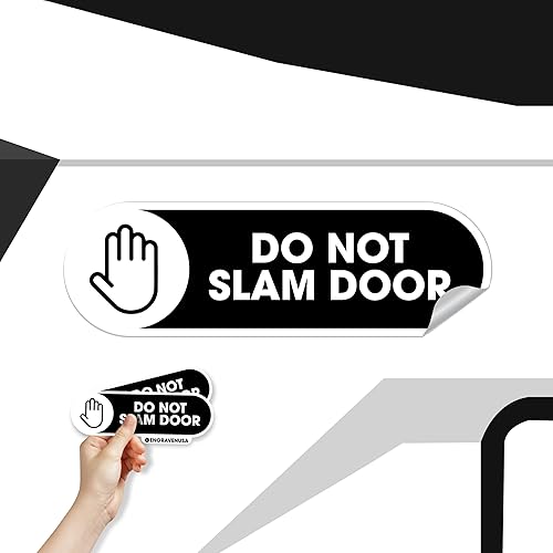 Miniatura 5 de Adhesivo de vinilo con texto en inglés "Do Not Slam" (Do Not Slam Door Vinyl), con texto en inglés "Do Not Slam" (Do Not Slam), adhesivo negro