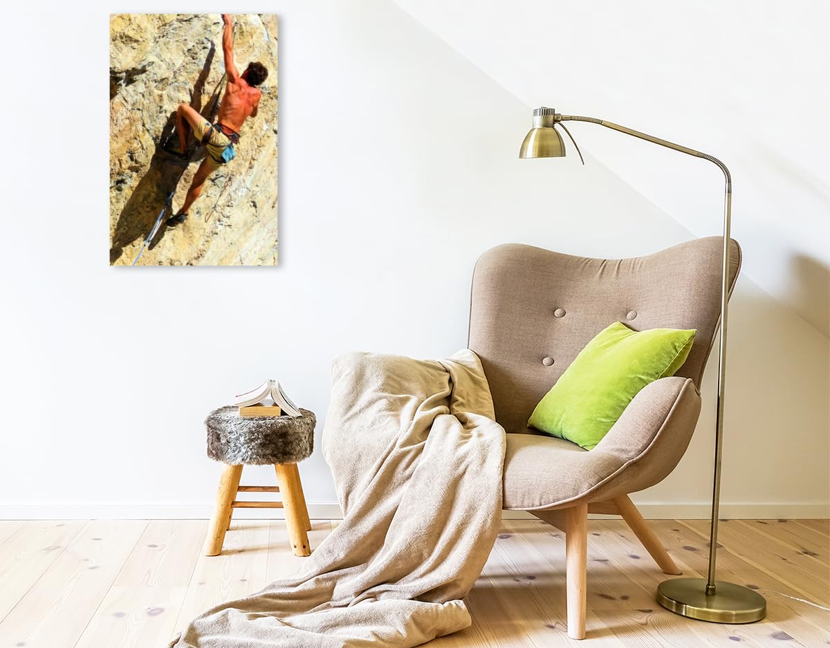 CALVENDO Premium Textil-Leinwand 50 x 75 cm Hochformat Premium Textil-Leinwand 50 cm x 75 cm hoch Kletterer an Steilwand | Wandbild, HD-Bild auf Keilrahmen, Wanddekoration, Kunstdruck von Renate Utz